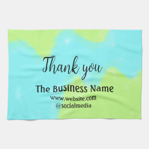 Simple thank you add business name details text  t tea towel