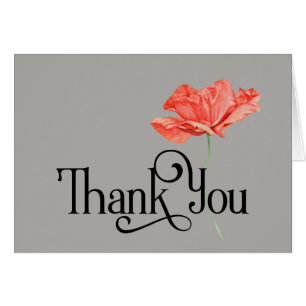 Simple Thank You Design with Beautiful Red Poppy