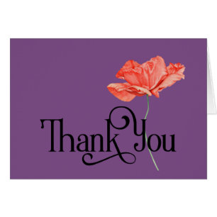 Simple Thank You Design with Beautiful Red Poppy