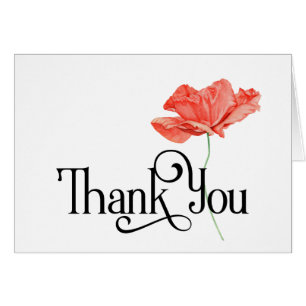 Simple Thank You Design with Beautiful Red Poppy