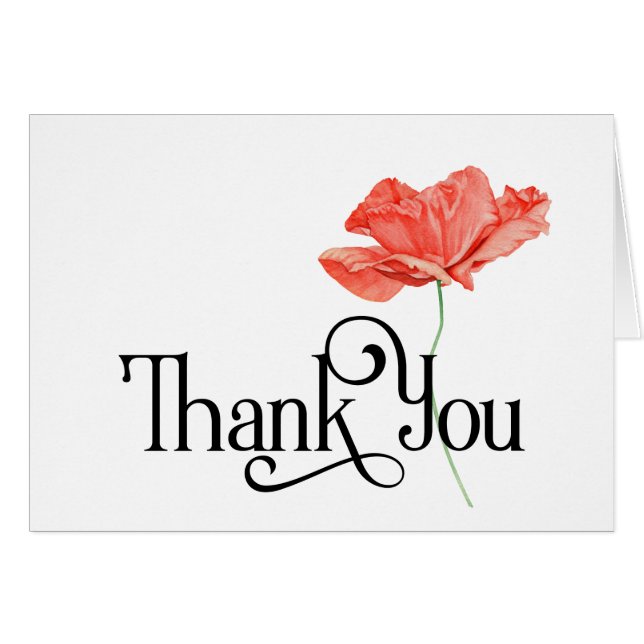 Simple Thank You Design with Beautiful Red Poppy (Front Horizontal)