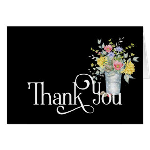Simple Thank You Design with Bouquet in a Bucket