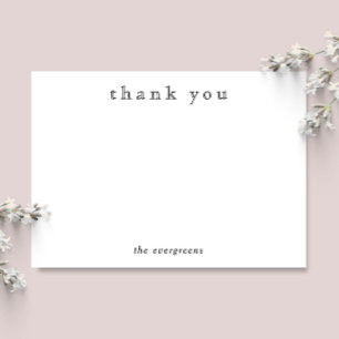 Simple Thank You Family Name Stationery Card
