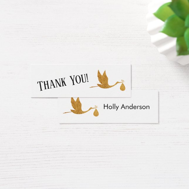 Simple Thank You Faux Gold Stork Insert Cards (Desk)