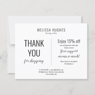 Simple Thank You For Shopping Discount Card