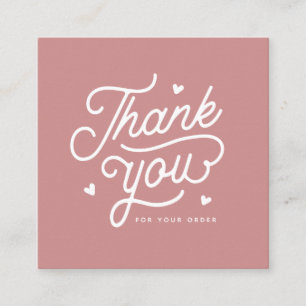 Simple Thank You For Your Order Qr Code Pink Square Business Card