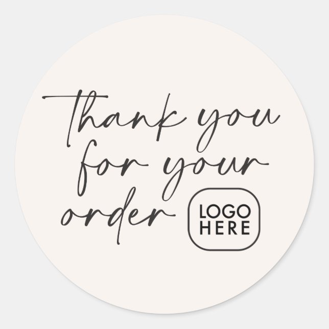 Simple Thank You For Your Order Script  Classic Round Sticker (Front)