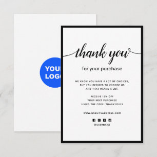 Simple Thank you For your Purchase Note Card