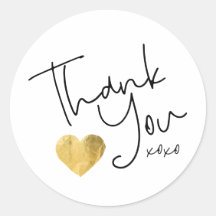 Simple Thank You Gold Heart Hand Written