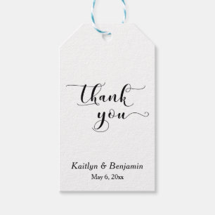 Simple Thank You in Elegant Script Wedding Gift Tags