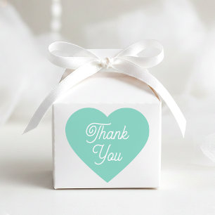 Simple Thank You Modern Mint Favor Cute Shaped Heart Sticker