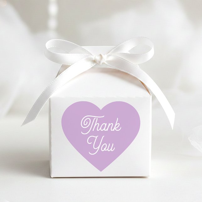 Simple Thank You Modern Purple Favor Cute Shaped Heart Sticker (Creator Uploaded)