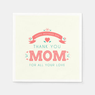 Simple Thank You Mum Mother's Day Napkin