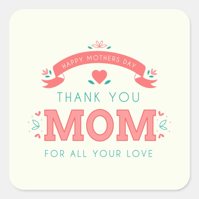 Simple Thank You Mum Mother's Day | Sticker (Front)