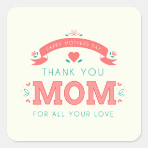 Simple Thank You Mum Mother's Day Sticker