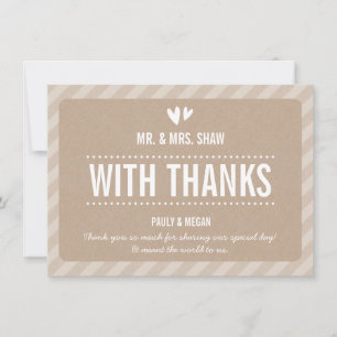SIMPLE THANK YOU NOTE plain type white kraft Note Card
