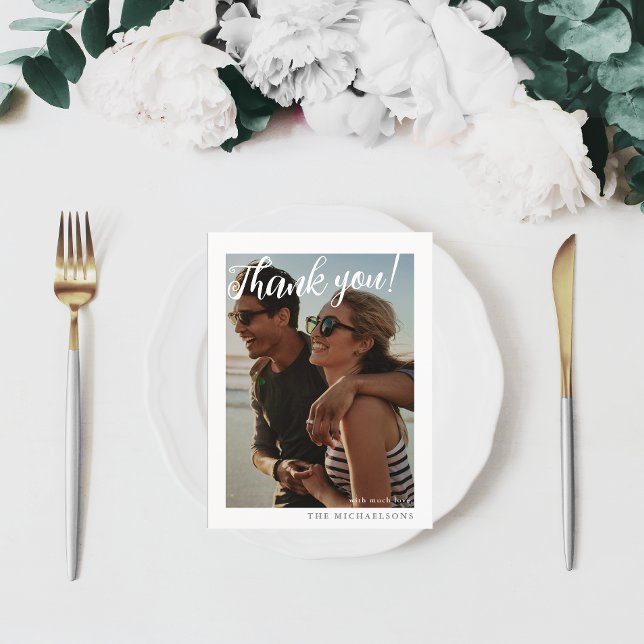 Simple Thank you Photo Wedding Postcard (Creator Uploaded)
