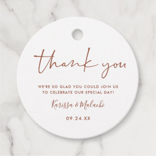 Simple Thank You Rust and White Wedding Names Favour Tags