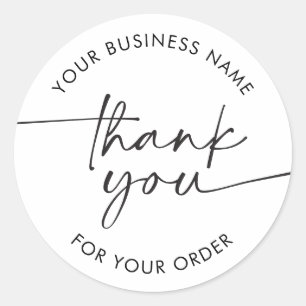 Simple Thank You Script Modern Business Classic Round Sticker
