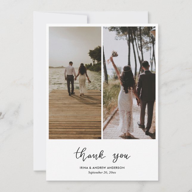 Simple Thank You Script Wedding Two Photos (Front)