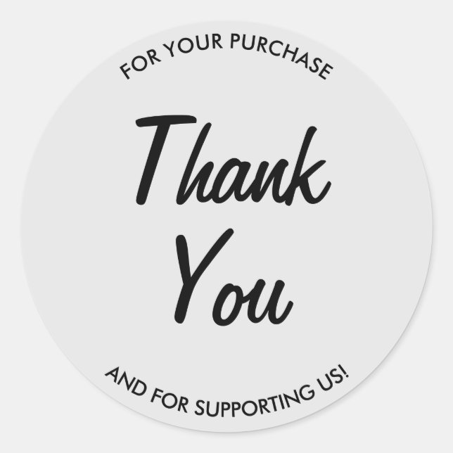 Simple Thank you Small Business Classic Round Sticker (Front)