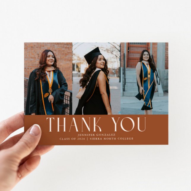 Simple Thank You Terracotta Grad Multi Photo Announcement (Creator Uploaded)