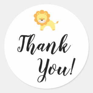 Simple Thank You Typography with Yellow Lion Classic Round Sticker