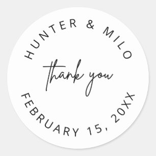 Simple Thank You Wedding Favor Labels Sticker