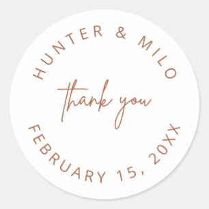 Simple Thank You Wedding Favour Labels Sticker