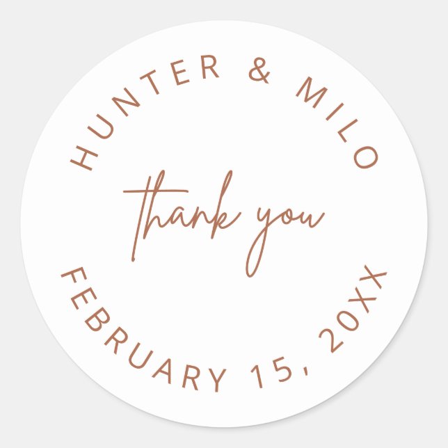 Simple Thank You Wedding Favour Labels Sticker (Front)