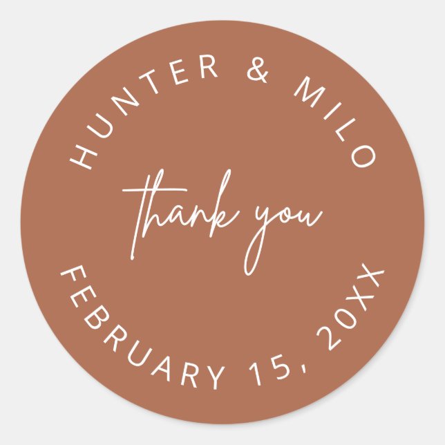 Simple Thank You Wedding Favour Labels Sticker (Front)