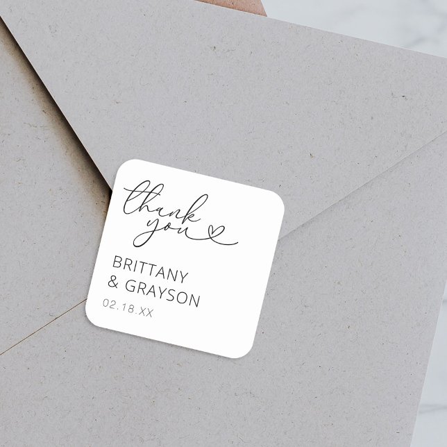 Simple Thank You Wedding Square Sticker (Creator Uploaded)