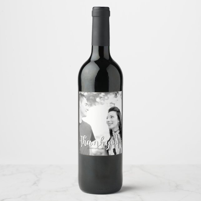 Simple Thank You Wedding Wine Bottle Labels (Front)
