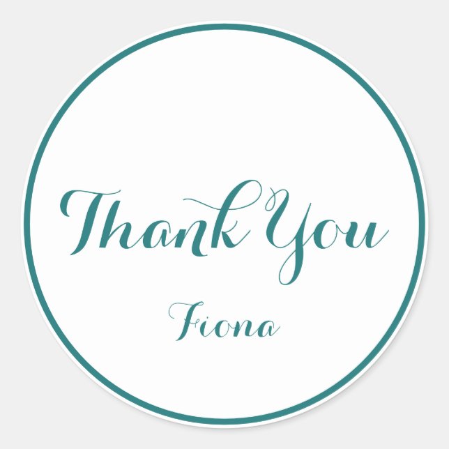 Simple Thank You White and Green Classic Round Sticker (Front)