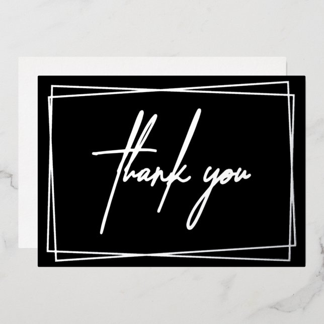 Simple Thank You with Frame Foil Invitation (Front/Back)