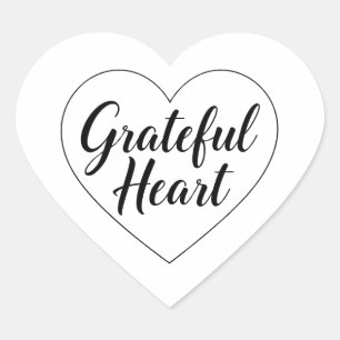 Simple Thankful Heart Line Drawing Heart Sticker