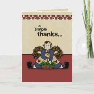 Simple Thanks Country Prim Thank You Card
