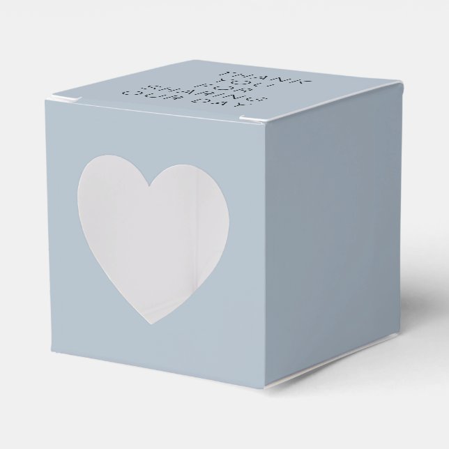 Simple Thanks Dusty Blue Names Date Custom Wedding Favour Box (Front Side)
