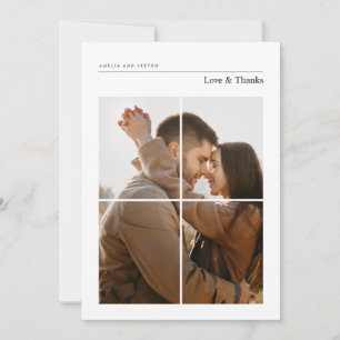 Simple Thanks Modern Wedding Photo Thank You Card