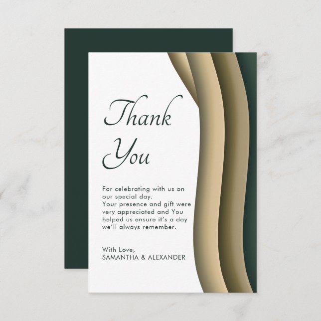 Simple Thanks Script Modern Wedding Thank You Card (Front/Back)