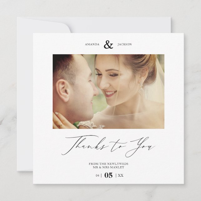 Simple Thanks To You Custom Photo Couple Wedding (Front)