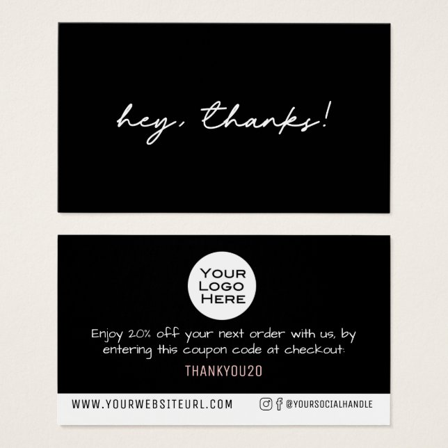 Simple Thanks Your Logo Customer Discount Insert  (Front & Back)