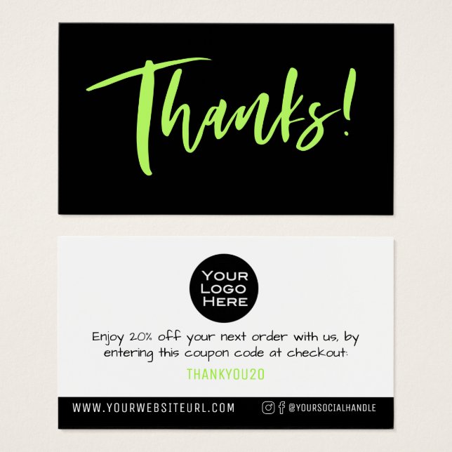 Simple Thanks Your Logo Customer Discount Insert  (Front & Back)
