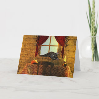 Simple Thanksgiving cat Holiday Card