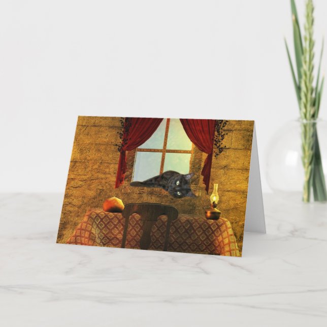Simple Thanksgiving cat Holiday Card (Front)