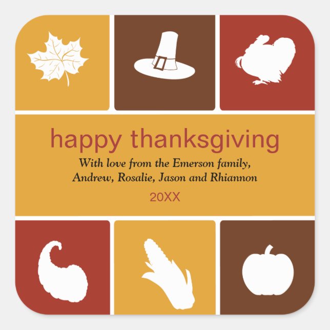 Simple Thanksgiving Icons Sticker (Front)