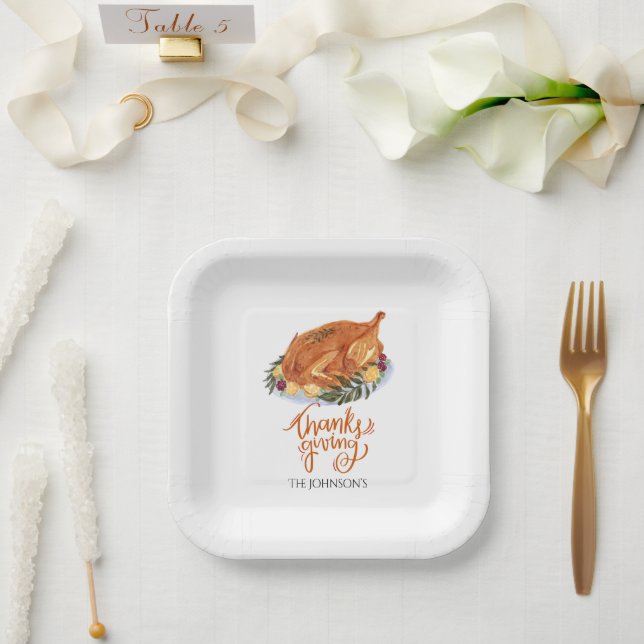 Simple Thanksgiving Turkey Dinner Paper Plate (Wedding)