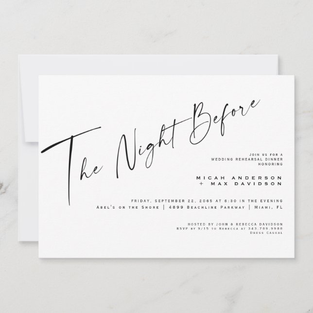 Simple The Night Before Rehearsal Dinner  Invitation (Front)