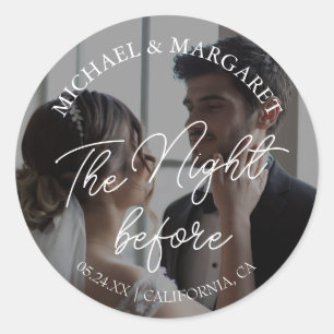 Simple The Night Before Rehearsal Dinner Photo Classic Round Sticker