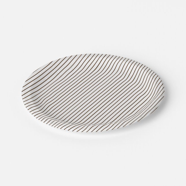 Simple Thin Brown Pinstripe Paper Plate (Angled)